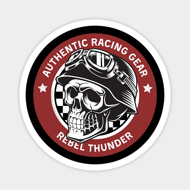 Rebel Thunder Racing Gear Skull Magnet by Timeless Chaos